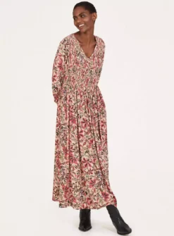 THOUGHT Faye Lenzing EcoVero Dobby Shirred Midi Dress16 -Cheap Zest Garb Store tuc143343625 Pink R Z002A