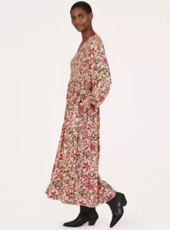 THOUGHT Faye Lenzing EcoVero Dobby Shirred Midi Dress16 -Cheap Zest Garb Store tuc143343625 Pink R Z005A