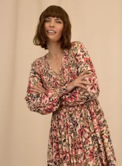 THOUGHT Faye Lenzing EcoVero Dobby Shirred Midi Dress16 -Cheap Zest Garb Store tuc143343625 Pink R Z006A