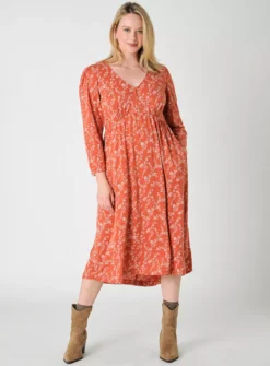 BURGS Whimble Burnt Orange Print Dress 10 -Cheap Zest Garb Store tuc143344687 Dark20Orange R Z001A