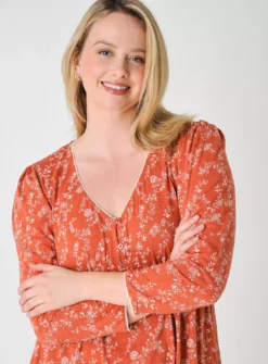 BURGS Whimble Burnt Orange Print Dress 10 -Cheap Zest Garb Store tuc143344687 Dark20Orange R Z003A