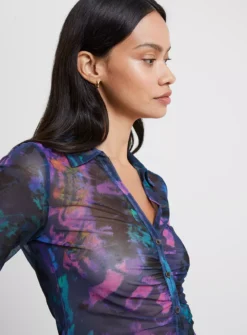 FRENCH CONNECTION Toni Mesh Gabriela Top XS -Cheap Zest Garb Store tuc143398968 Blue R Z002A