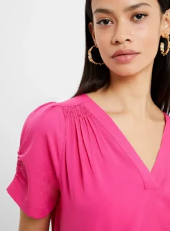 FRENCH CONNECTION Crepe Light V Neck Top XS -Cheap Zest Garb Store tuc143405232 Pink R Z001A 1