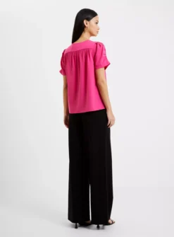 FRENCH CONNECTION Crepe Light V Neck Top XS -Cheap Zest Garb Store tuc143405232 Pink R Z004A 1