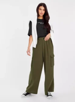 Khaki Cargo Wide Leg Trousers10 9 Khaki Cargo Wide Leg Trousers10 -Cheap Zest Garb Store tuc143413363 Khaki R Z002A