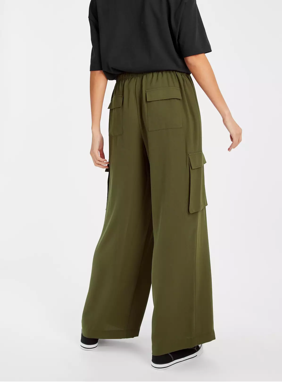 Khaki Cargo Wide Leg Trousers10 5 Khaki Cargo Wide Leg Trousers10 - Image 3