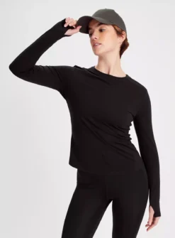 Active Black Long Sleeve Thumbhole TopL 9 Active Black Long Sleeve Thumbhole TopL -Cheap Zest Garb Store tuc143417401 Black R Z001A 1