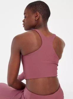 Active Plum Ribbed Panel Coord Crop Top L