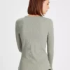 Khaki Crew Neck Ribbed Long Sleeve Top 16 -Cheap Zest Garb Store tuc143442746 Green R Z004A