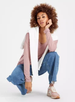 Dusk Pink V Neck Long Sleeve Top 16