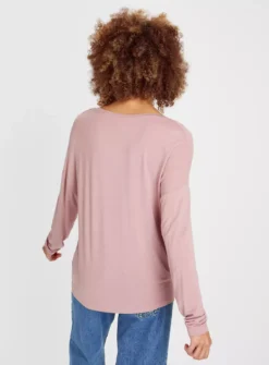 Dusk Pink V Neck Long Sleeve Top 16 -Cheap Zest Garb Store tuc143454333 Pink R Z004A
