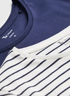 Navy & Striped Slim Fit T-Shirts 2 Pack 24