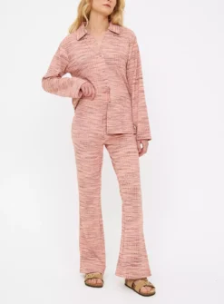 Pink Space Dye Jersey Flared Trousers22