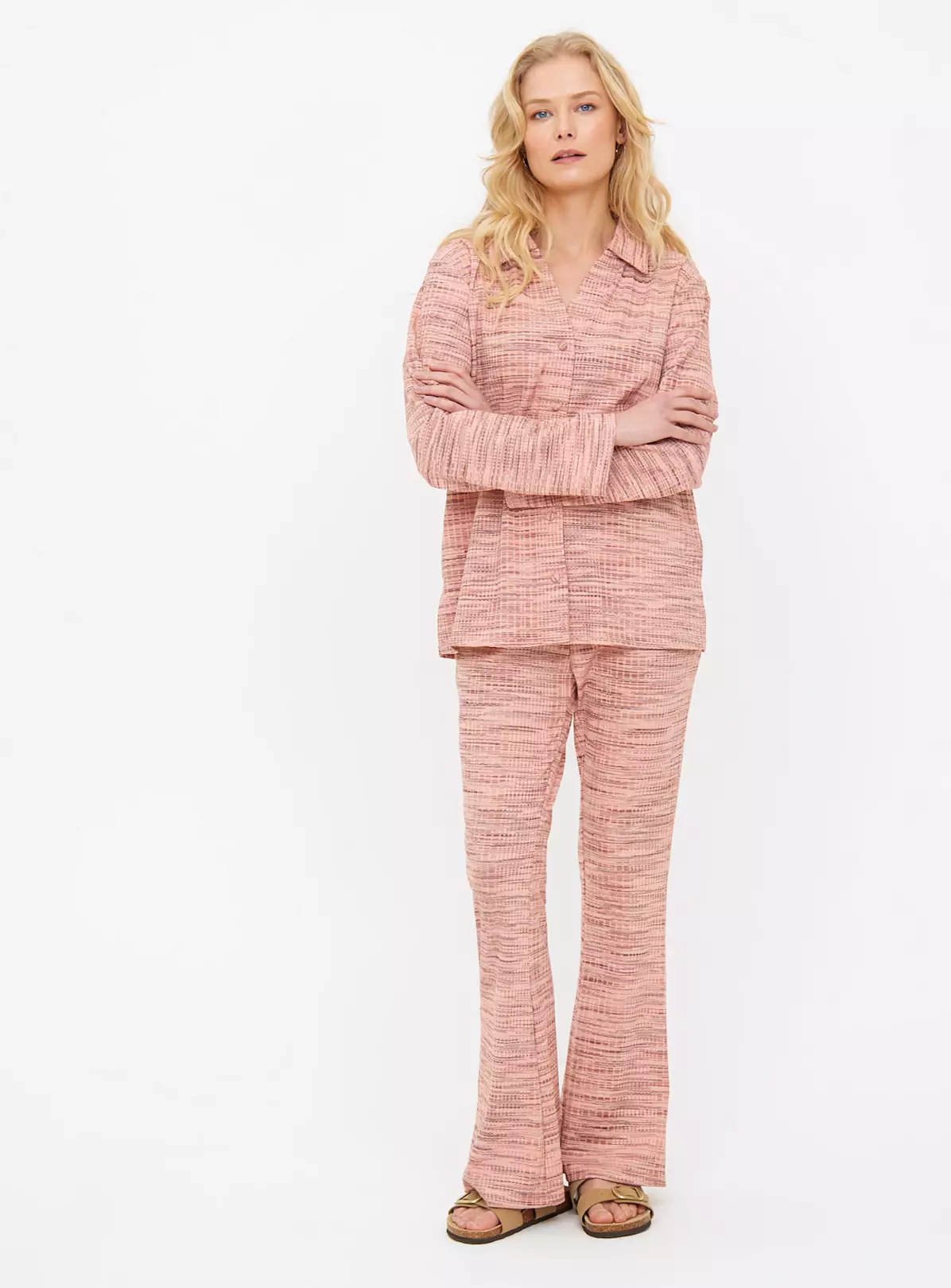 Pink Space Dye Jersey Flared Trousers22 6 Pink Space Dye Jersey Flared Trousers22 - Image 4