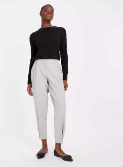 Charcoal Grey Pleated Tapered Trousers 22L