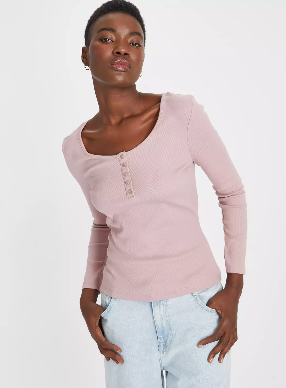 Dusty Pink Henley Top 16 6 Dusty Pink Henley Top 16 - Image 4