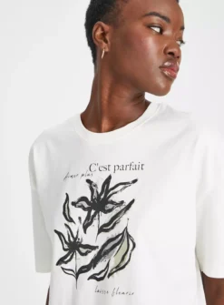 Cream Flower Graphic T-Shirt 24 -Cheap Zest Garb Store tuc143562385 Cream R Z003A