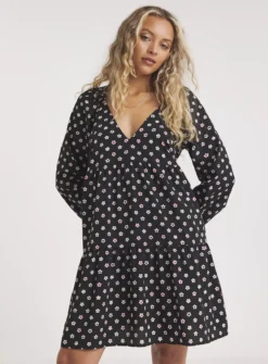 SIMPLY BE Black Floral Tiered Smock Dress 10 -Cheap Zest Garb Store tuc143570502 Black R Z004A 1