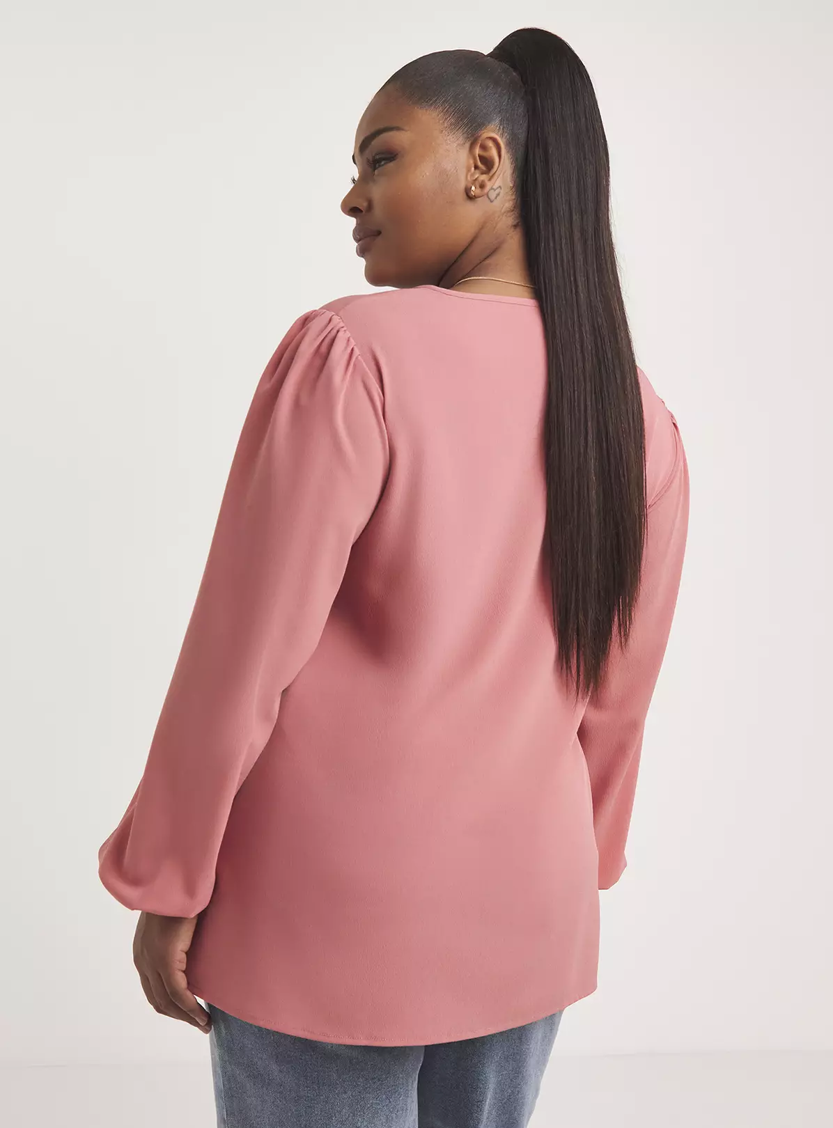 SIMPLY BE Rose Pink Long Sleeve V Neck Boxy Top 16 6 SIMPLY BE Rose Pink Long Sleeve V Neck Boxy Top 16 - Image 4