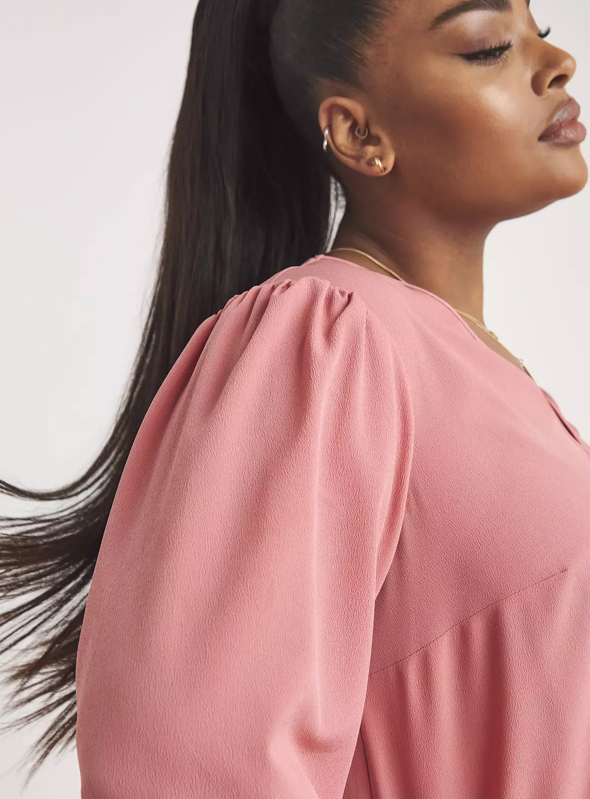 SIMPLY BE Rose Pink Long Sleeve V Neck Boxy Top 16 4 SIMPLY BE Rose Pink Long Sleeve V Neck Boxy Top 16 - Image 2