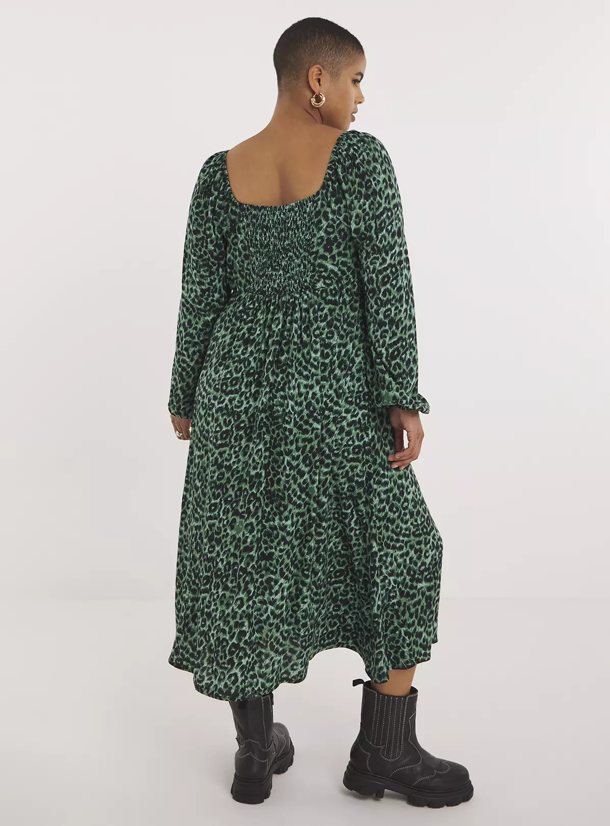SIMPLY BE Corset Detail Green Animal Print Midi Dress 18 3 SIMPLY BE Corset Detail Green Animal Print Midi Dress 18