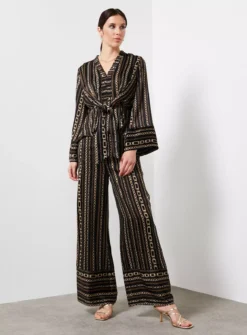 For All The Love Printed Satin Wide Leg Co-ord Trouser 6 -Cheap Zest Garb Store tuc143613197 Multi20Coloured R Z005A