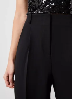 For All The Love Black Satin Trim Wide Leg Trouser 6 -Cheap Zest Garb Store tuc143615985 Black R Z002A