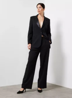 For All The Love Black Satin Trim Wide Leg Trouser 6 -Cheap Zest Garb Store tuc143615985 Black R Z005A