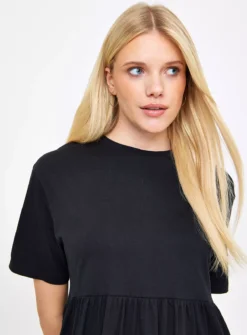 Black Tiered Midaxi T-Shirt Dress XL -Cheap Zest Garb Store tuc143647039 Black R Z003A