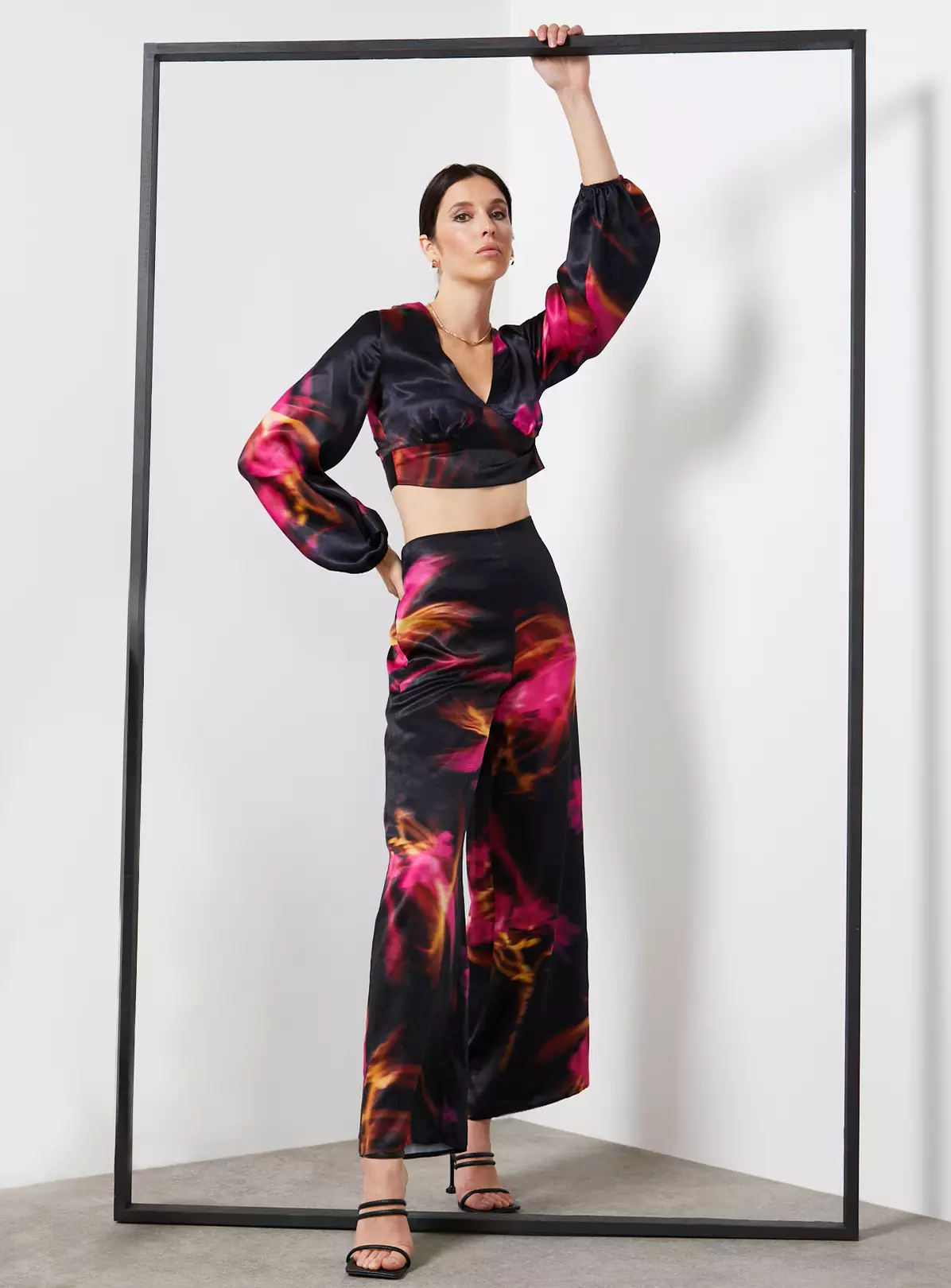 For All The Love Printed Satin Wide Leg Co-ord Trouser 16 3 For All The Love Printed Satin Wide Leg Co-ord Trouser 16