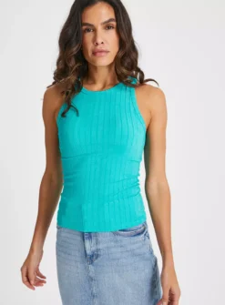 Teal Ribbed Slinky Vest Top 16