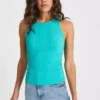 Teal Ribbed Slinky Vest Top 12 1 Teal Ribbed Slinky Vest Top 12 -Cheap Zest Garb Store tuc143662095 Blue R Z001A