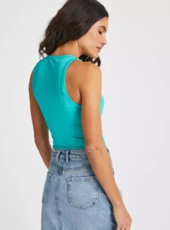 Teal Ribbed Slinky Vest Top 16 -Cheap Zest Garb Store tuc143662095 Blue R Z004A 1