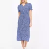 Blue Ditsy Print Midi Tea Dress 20L -Cheap Zest Garb Store tuc143670167 Blue R Z001A