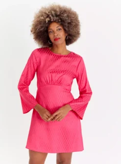 Pink Jacquard Satin Mini Dress 24