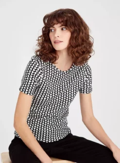 Mono Geometric Print T-Shirt 18 -Cheap Zest Garb Store tuc143688316 Mono R Z001A