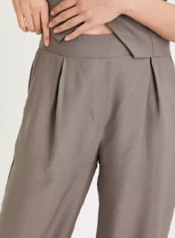 Brown Pintuck Tailored Trousers 22L