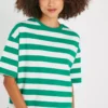 Green Wide Stripe Boxy T-Shirt26 -Cheap Zest Garb Store tuc143712283 Green R Z001A