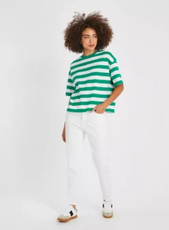 Green Wide Stripe Boxy T-Shirt26 -Cheap Zest Garb Store tuc143712283 Green R Z002A