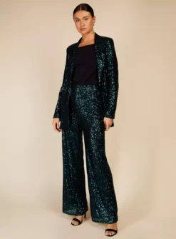 VOGUE WILLIAMS Green Sequin Trouers 8