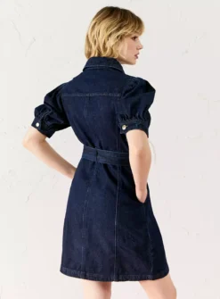 EVERBELLE Puff Sleeve Short Denim Dress 16 -Cheap Zest Garb Store tuc143716111 Denim R Z004A