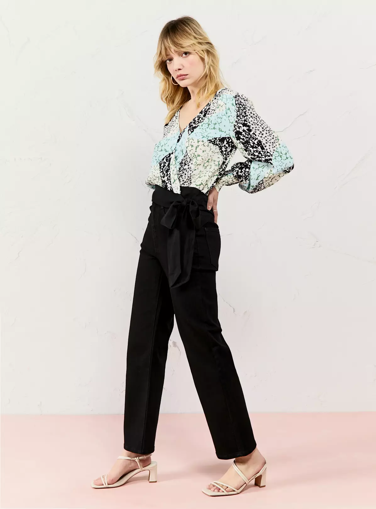 EVERBELLE Patched Print Tie Wrap Top 6 3 EVERBELLE Patched Print Tie Wrap Top 6