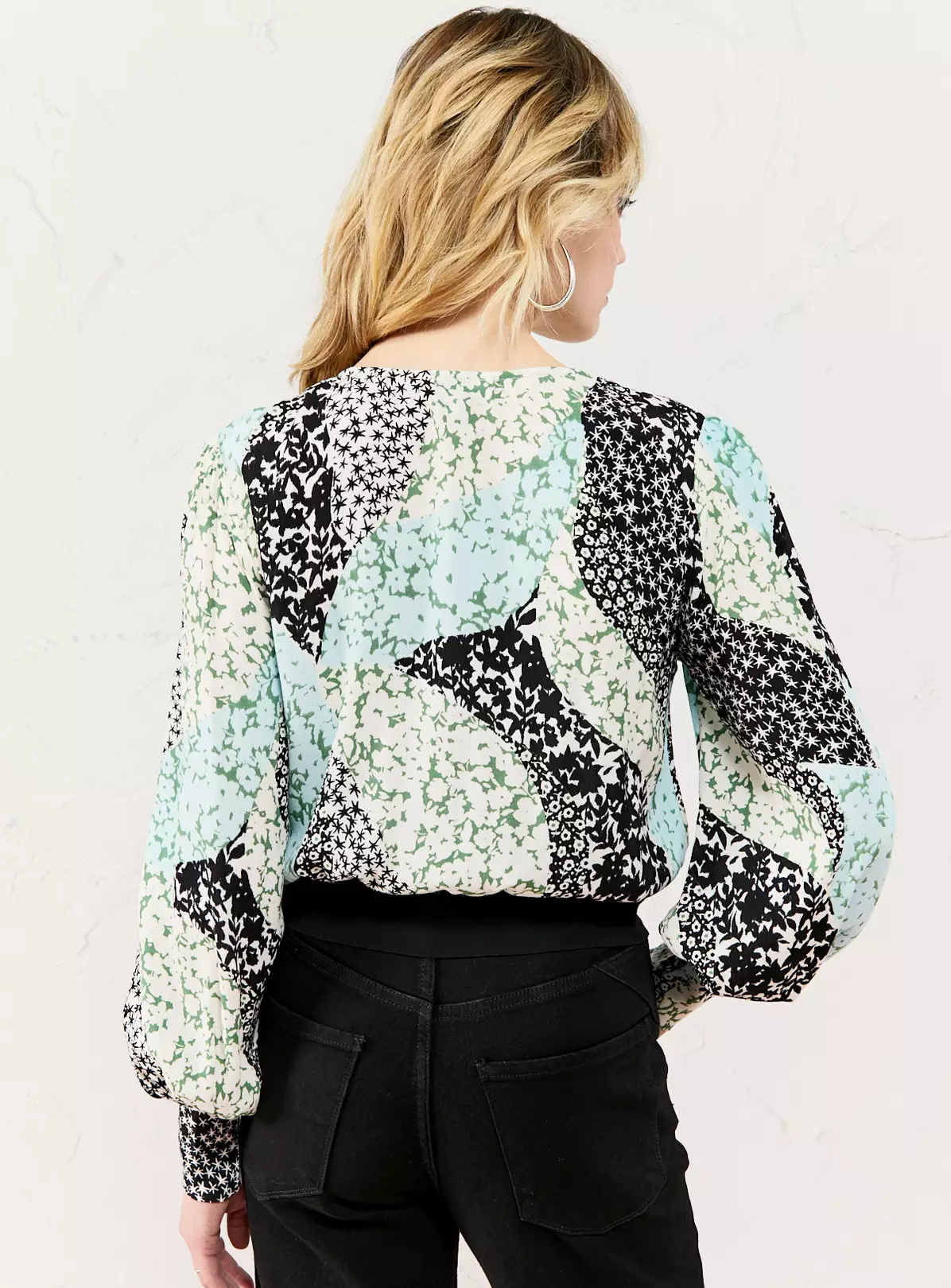 EVERBELLE Patched Print Tie Wrap Top 6 6 EVERBELLE Patched Print Tie Wrap Top 6 - Image 4