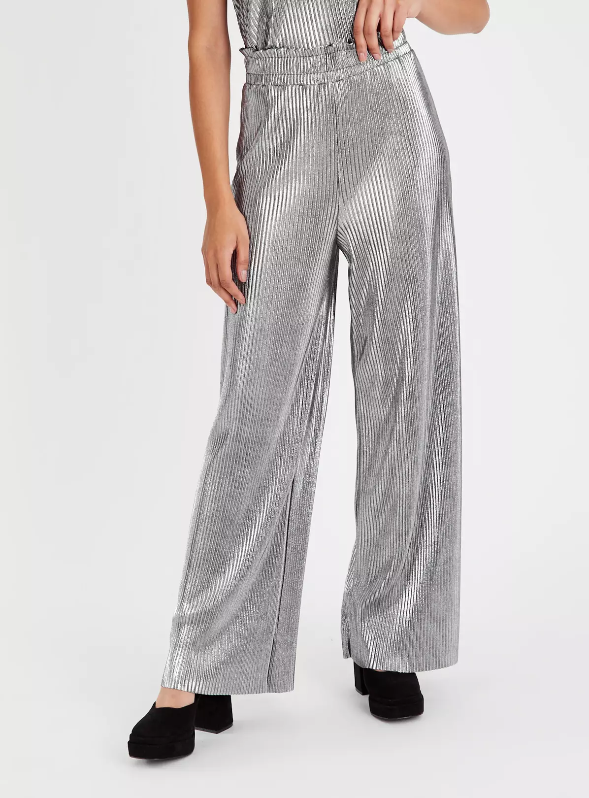 Metallic Grey Wide Leg Trousers 22 5 Metallic Grey Wide Leg Trousers 22 - Image 3