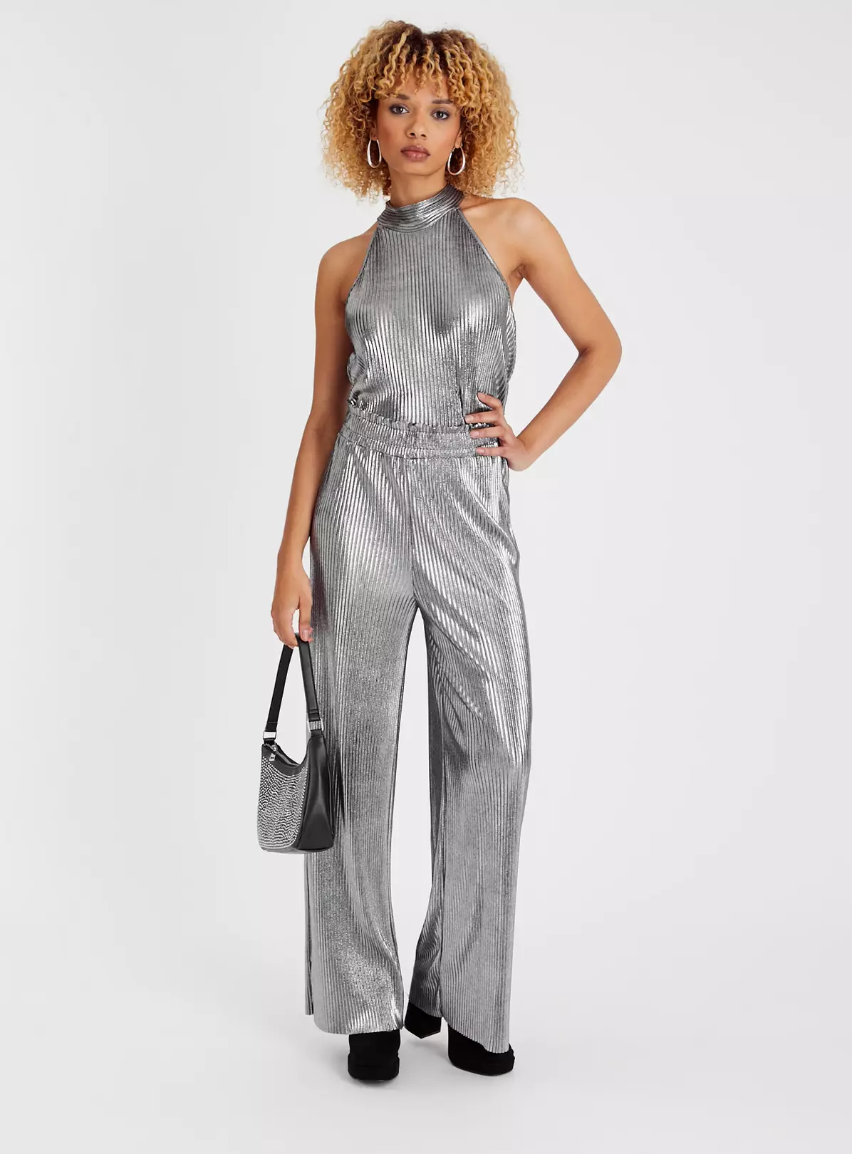 Metallic Grey Wide Leg Trousers 22 4 Metallic Grey Wide Leg Trousers 22 - Image 2