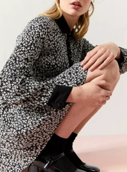 EVERBELLE Dots Floral Print Mini Shirt Dress 22