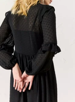 EVERBELLE Black Dobby Print Ruffle Tiered Maxi Dress 12 -Cheap Zest Garb Store tuc143738088 Black R Z003A