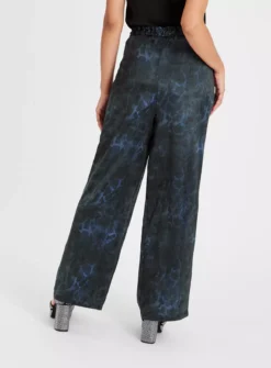 Black Jacquard Wide Leg Coord Trousers 16L