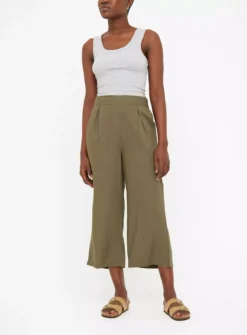 Khaki Woven Cropped Trousers20 8 Khaki Woven Cropped Trousers20 -Cheap Zest Garb Store tuc143761000 Khaki R Z001A