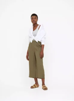 Khaki Woven Cropped Trousers20 7 Khaki Woven Cropped Trousers20 -Cheap Zest Garb Store tuc143761000 Khaki R Z002A